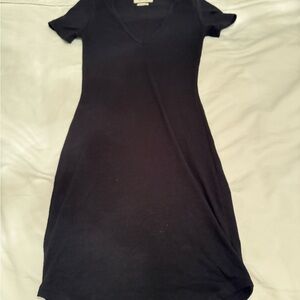 Aritzia Black Midi V-Neck Dress